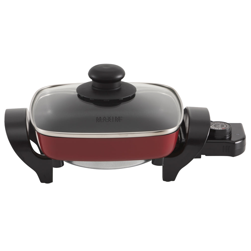 Maxim Kitchenpro Electric 800W Non Stick Mini Frying Pan/Frypan w/ Glass Lid Red — image 2