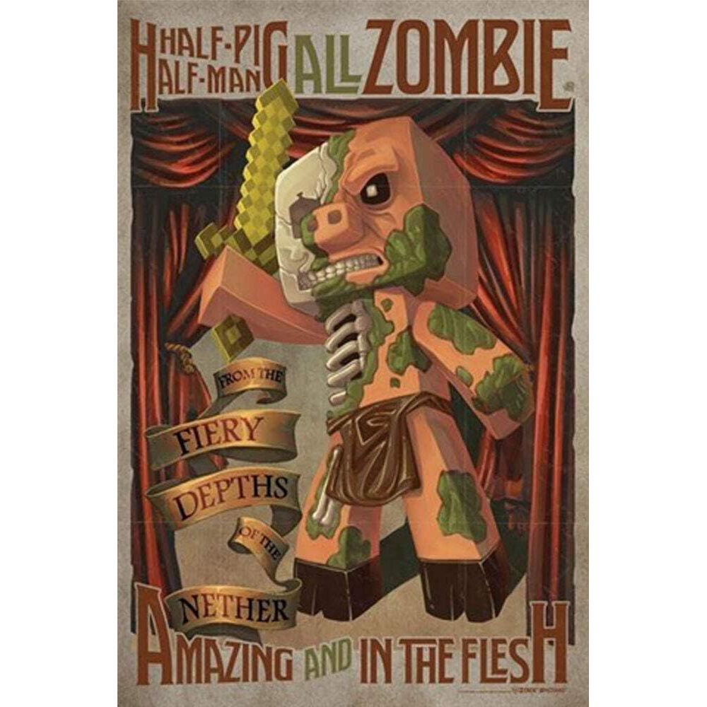Minecraft Half Pig, Half Man Poster 91.5x60cm Wall Decor Wall Hanging Decor