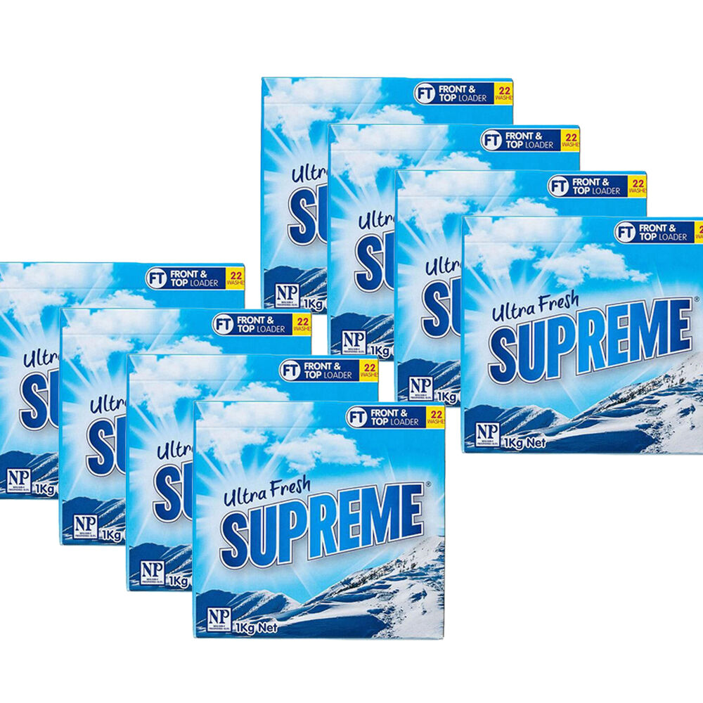 Supreme Ultra Fresh Powder Laundry Detergent Fabric Care Deep Cleaning 1kg (8 Pack)