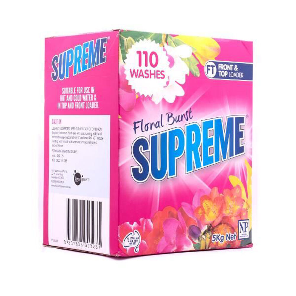Supreme 5kg Front & Top Loader Laundry Detergent Powder w/ Floral Burst Scent