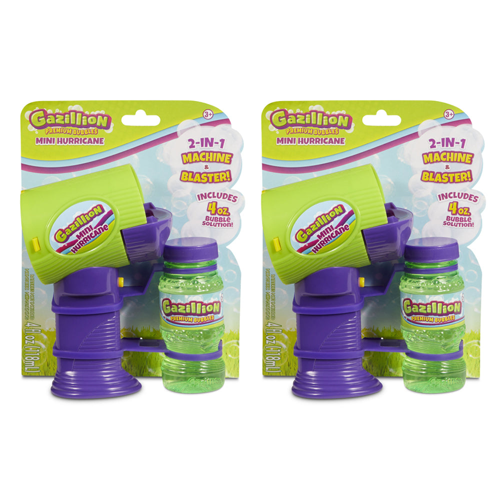 Gazillion Bubbles Mini Hurricane Handheld Blaster Childrens Outdoor Toy 3+ (2 Pack)