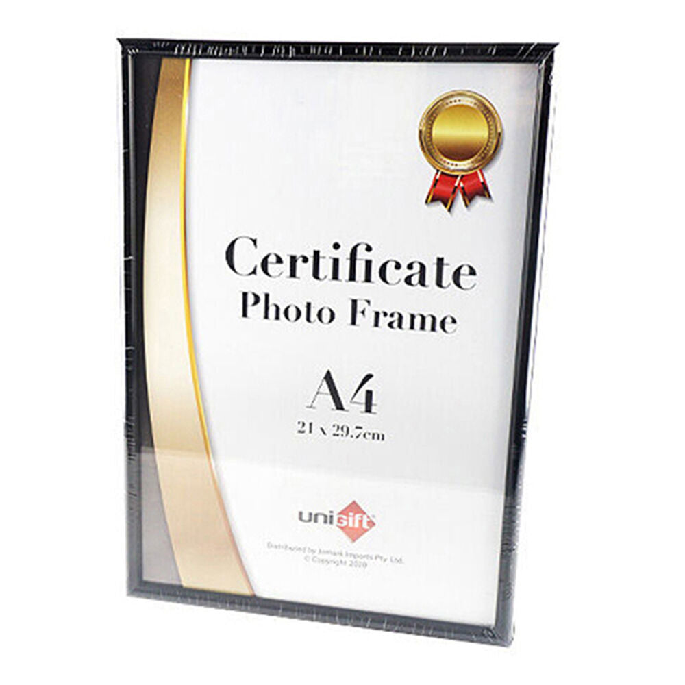 Unigift Slim Certificate Glass Picture Photo Frame A4 21x29.7cm Black (12 Pack) — image 2