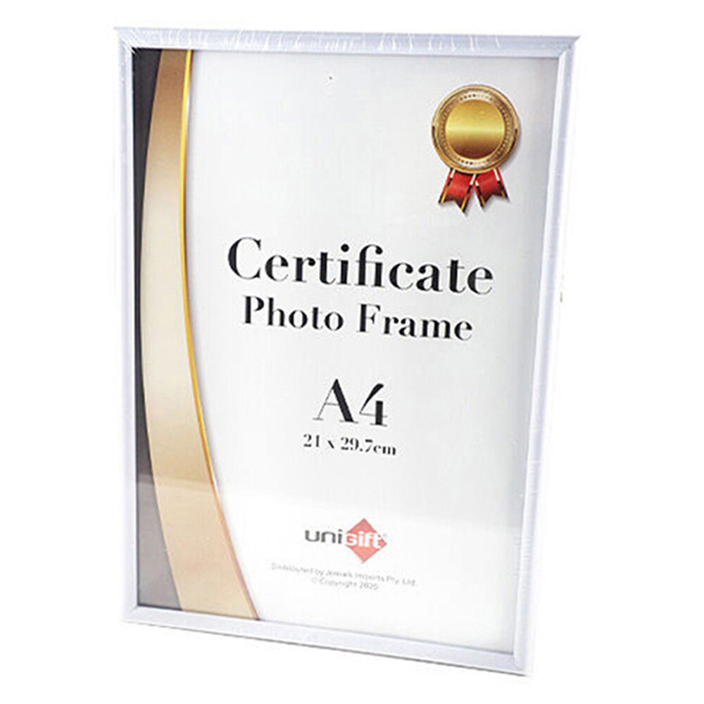 Unigift Slim Certificate Glass Picture Photo Frame A4 21x29.7cm White (6 Pack) — image 2