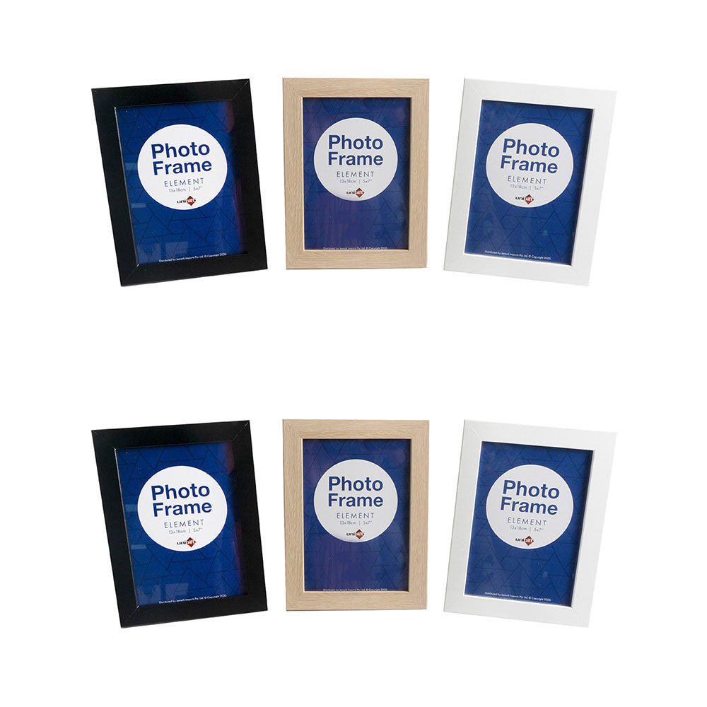 Unigift Element 13x18cm MDF/Glass Picture/Photo Frame Wall Hanging Assorted (6 Pack)