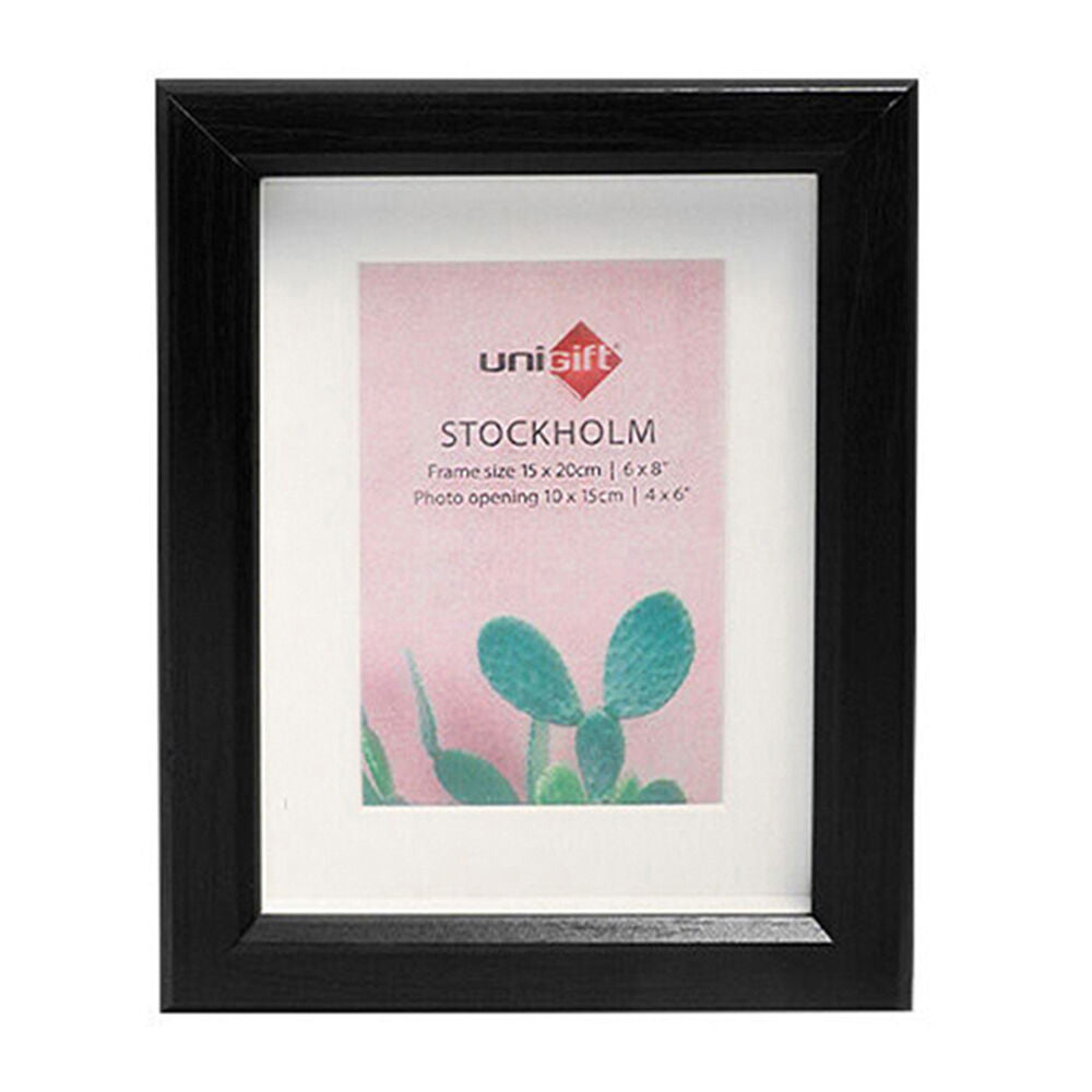 Unigift 15x20cm Stockholm Wooden/Glass Picture Photo Frame 6x8in — Black