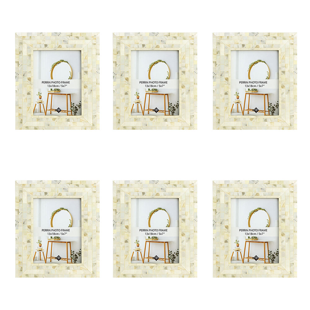Unigift Perini Home Decor Glass Picture Photo Frame 13x18cm Pearl (6 Pack)
