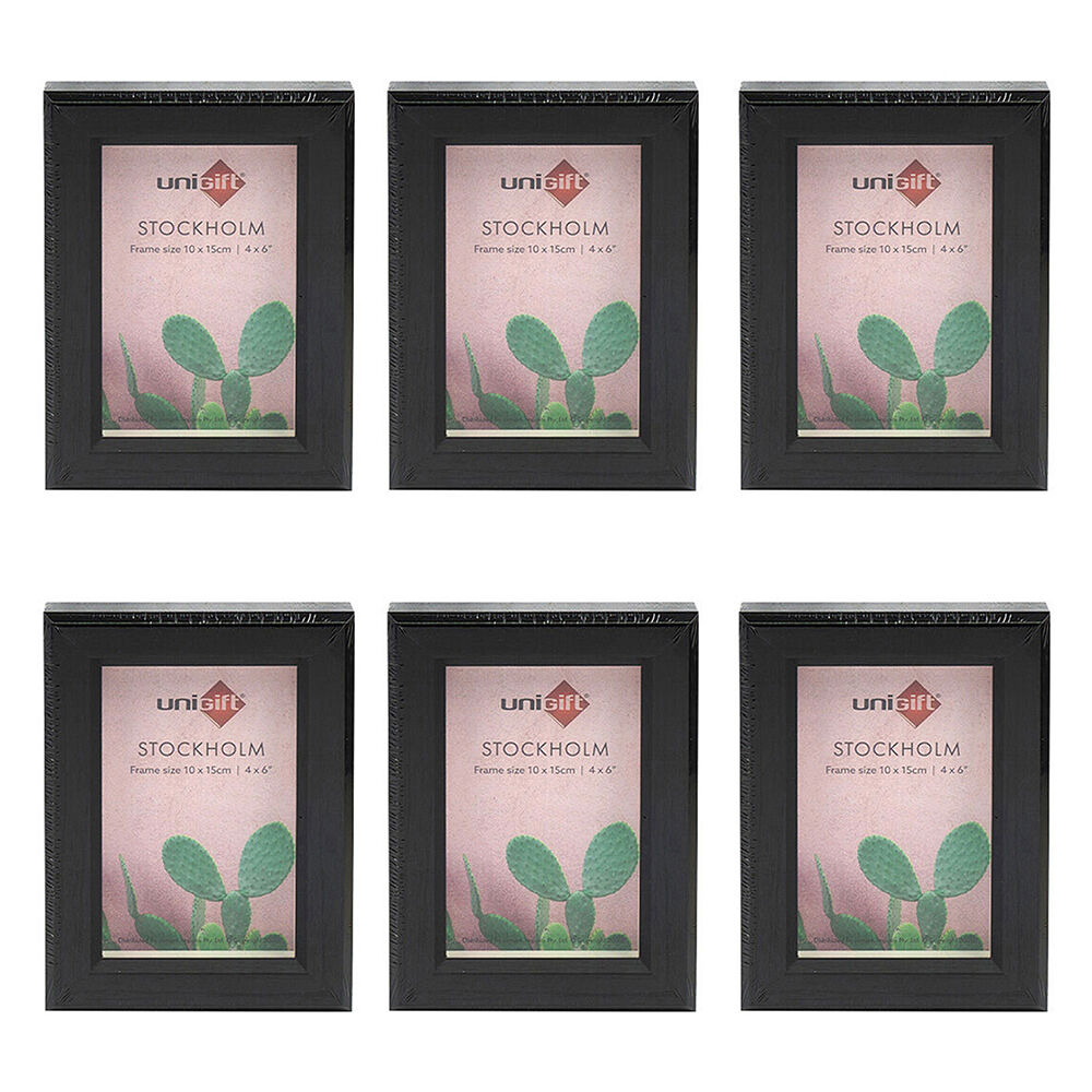 Unigift Stockholm Wooden/Glass Picture Photo Frame 4x6in 10x15cm Brown (6 Pack)