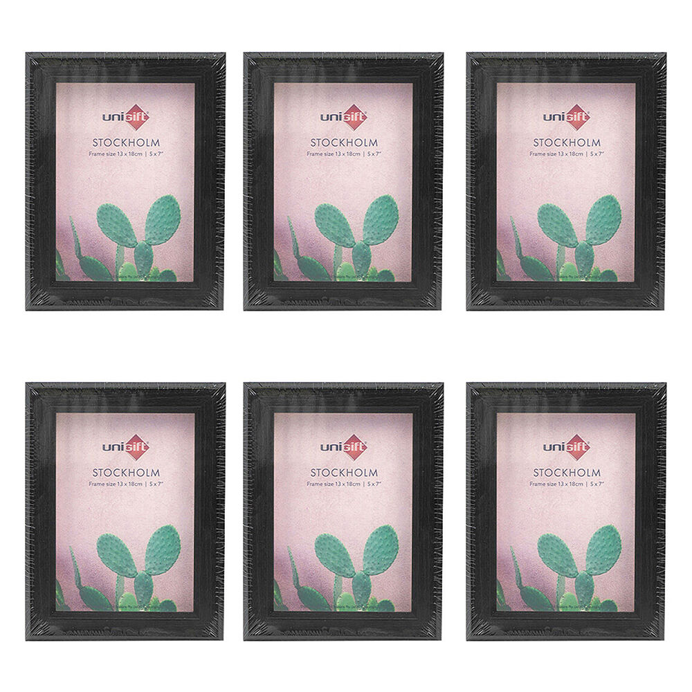 Unigift Stockholm Wooden/Glass Picture Photo Frame 5x7in 13x18cm Brown (6 Pack)