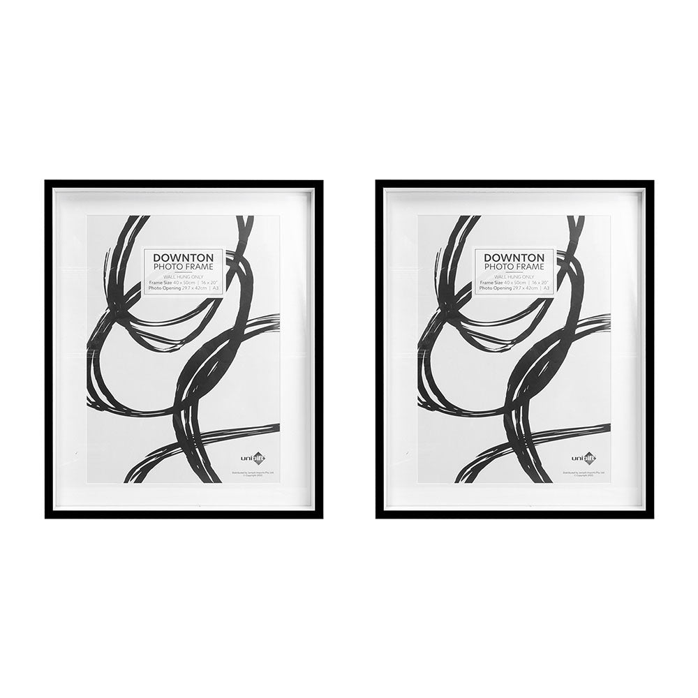 Unigift Downton 40x50cm MDF/Glass Matt Picture/Photo Frame Wall Hanging Black (2 Pack)