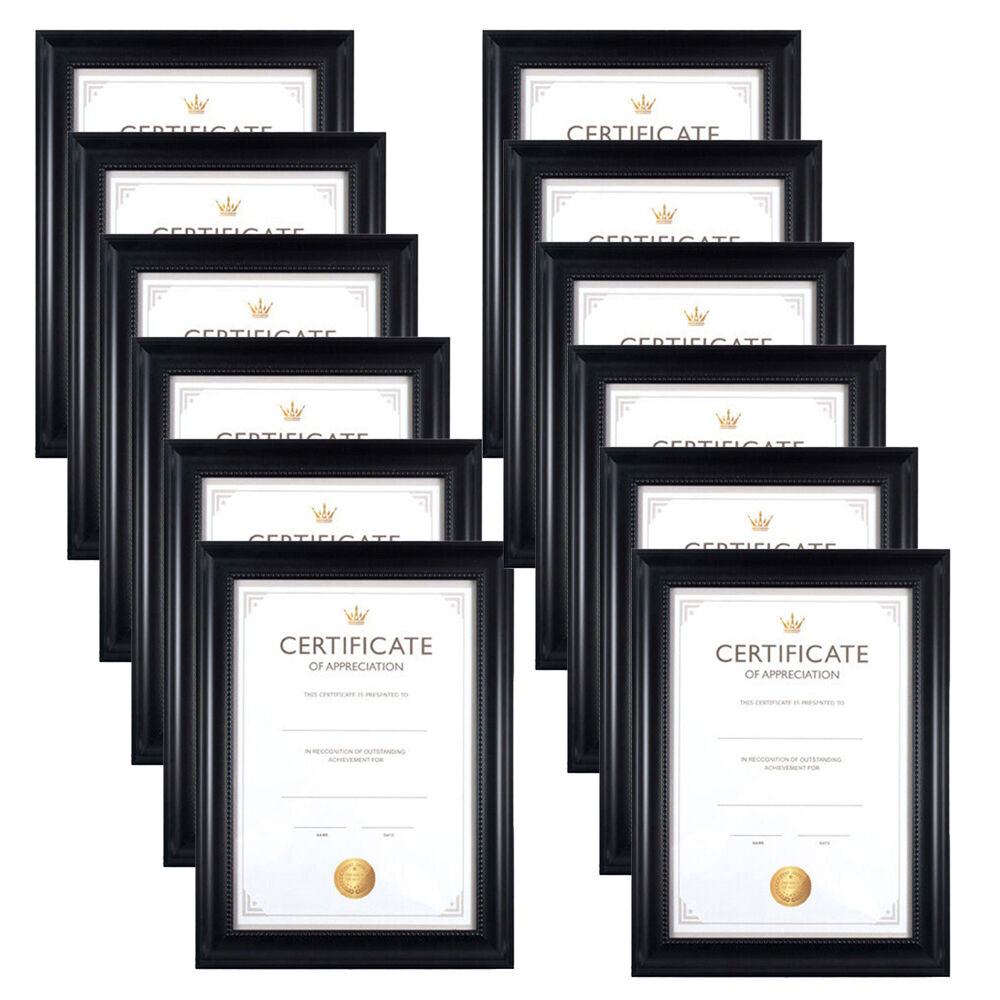 Unigift Juliet Certificate Raised Dots Border Picture Photo Frame A4 Black (12 Pack)