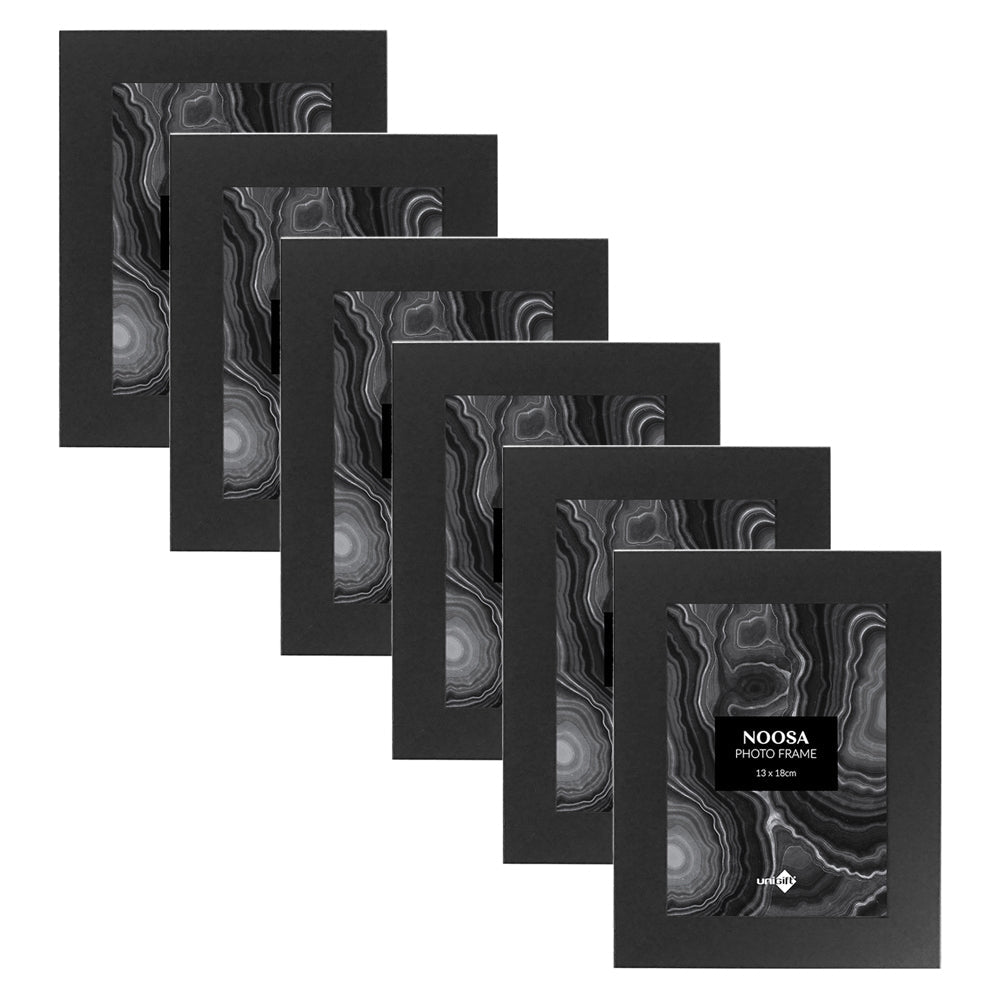 Unigift Noosa 13x18cm MDF/Glass Picture Frame - Black (6 Pack)