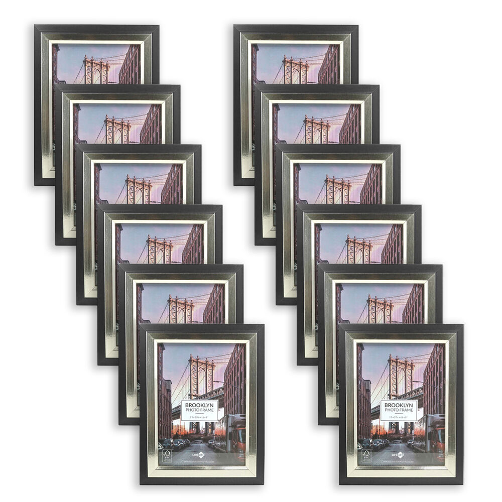 Unigift Brooklyn Wooden/Glass Picture Photo Frame 15x20cm Black/Gold (12 Pack)
