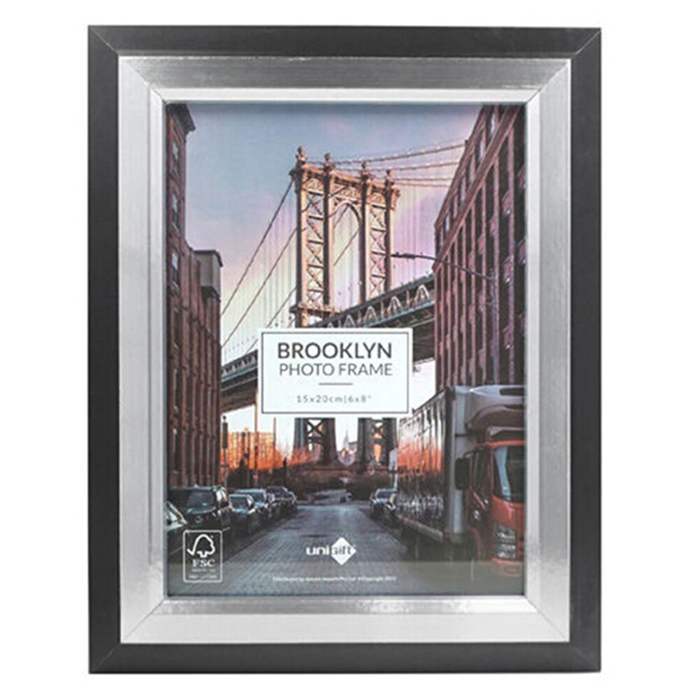 Unigift Brooklyn Wooden/Glass Picture Photo Frame 15x20cm Black/Silver (6 Pack) — image 2