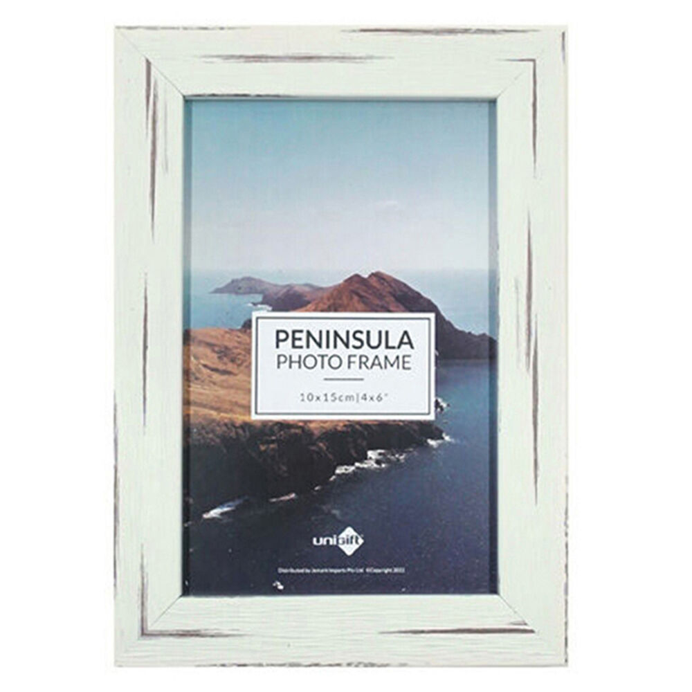 Unigift 10x15cm Distressed White Peninsula Glass Picture Photo Frame