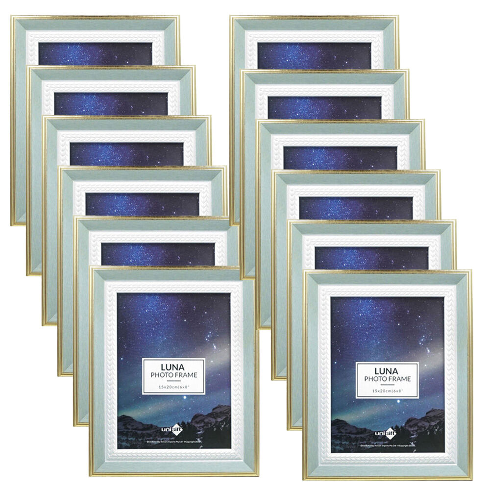 Unigift Luna Gold Trim Border Glass Picture Photo Frame 15x20cm Green (12 Pack)