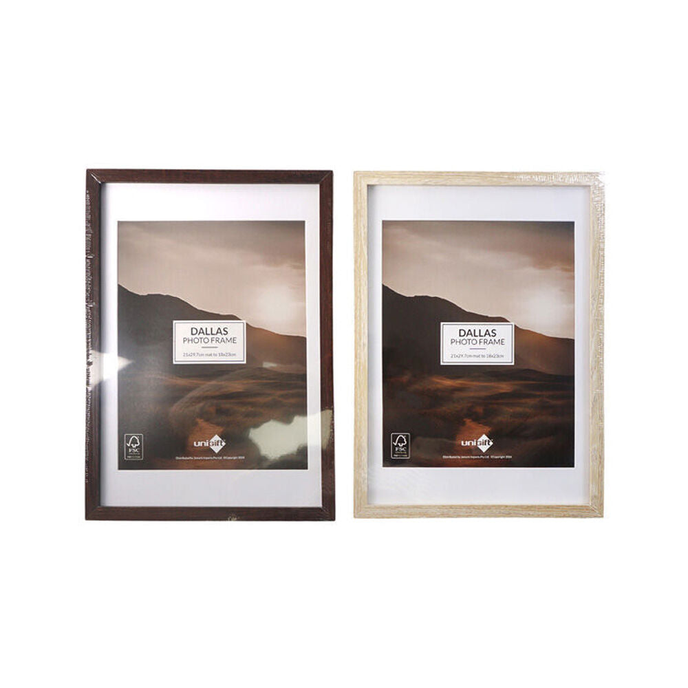 Unigift 18x23cm Dallas Matboard Wooden Picture Photo Frame Assorted — image 2