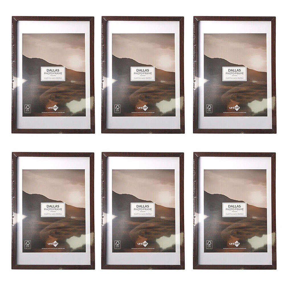 Unigift Dallas Matboard Wooden Picture Photo Frame 18x23cm Assorted (6 Pack)