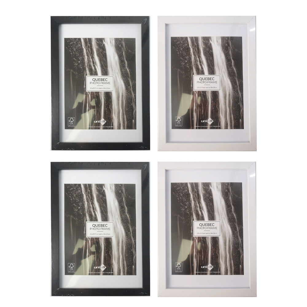 Unigift Quebec Matboard Photo Picture Frame Fits A4 Images Assorted Colour (4 Pack)