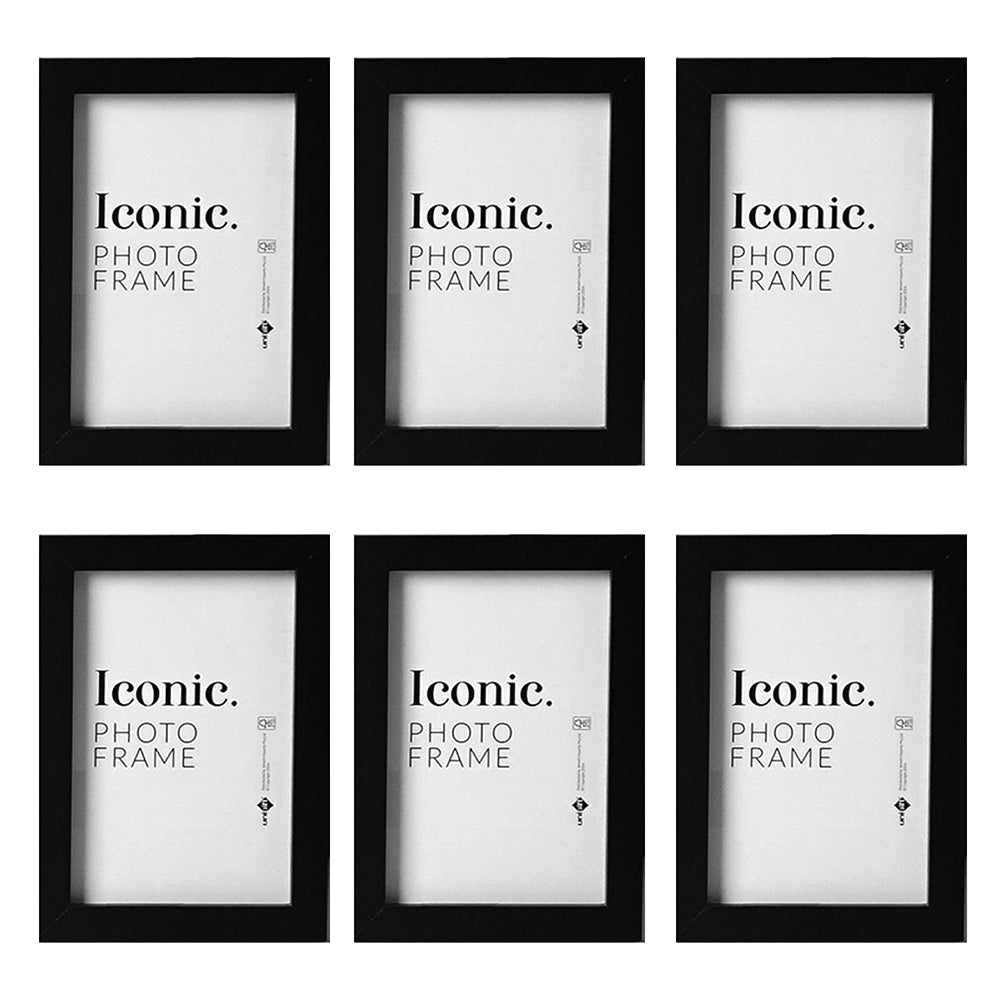 Unigift A3 Iconic MDF Glass Photo Frame Picture Holder Home Decor Black (6 Pack)
