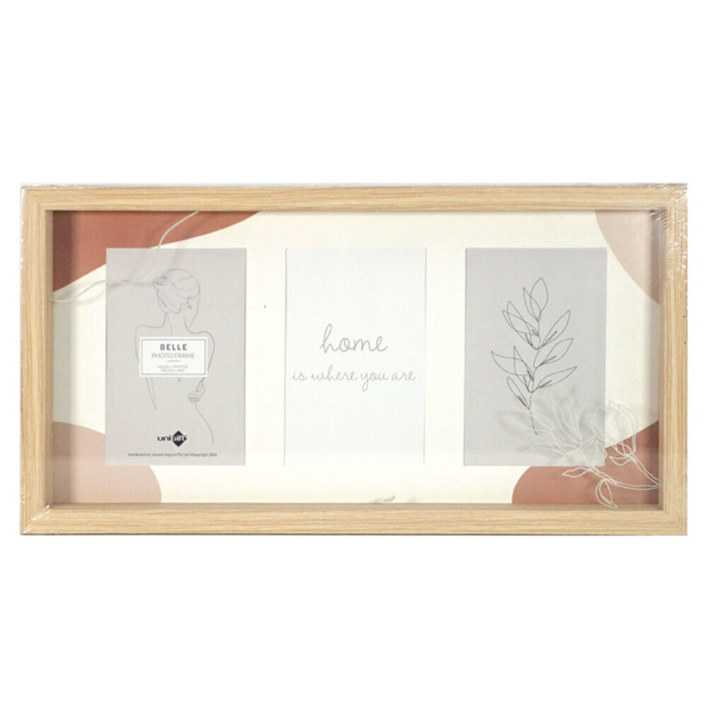 Unigift Belle Collage 3-Openings 4x6in Photo Frame Picture Holder Natural