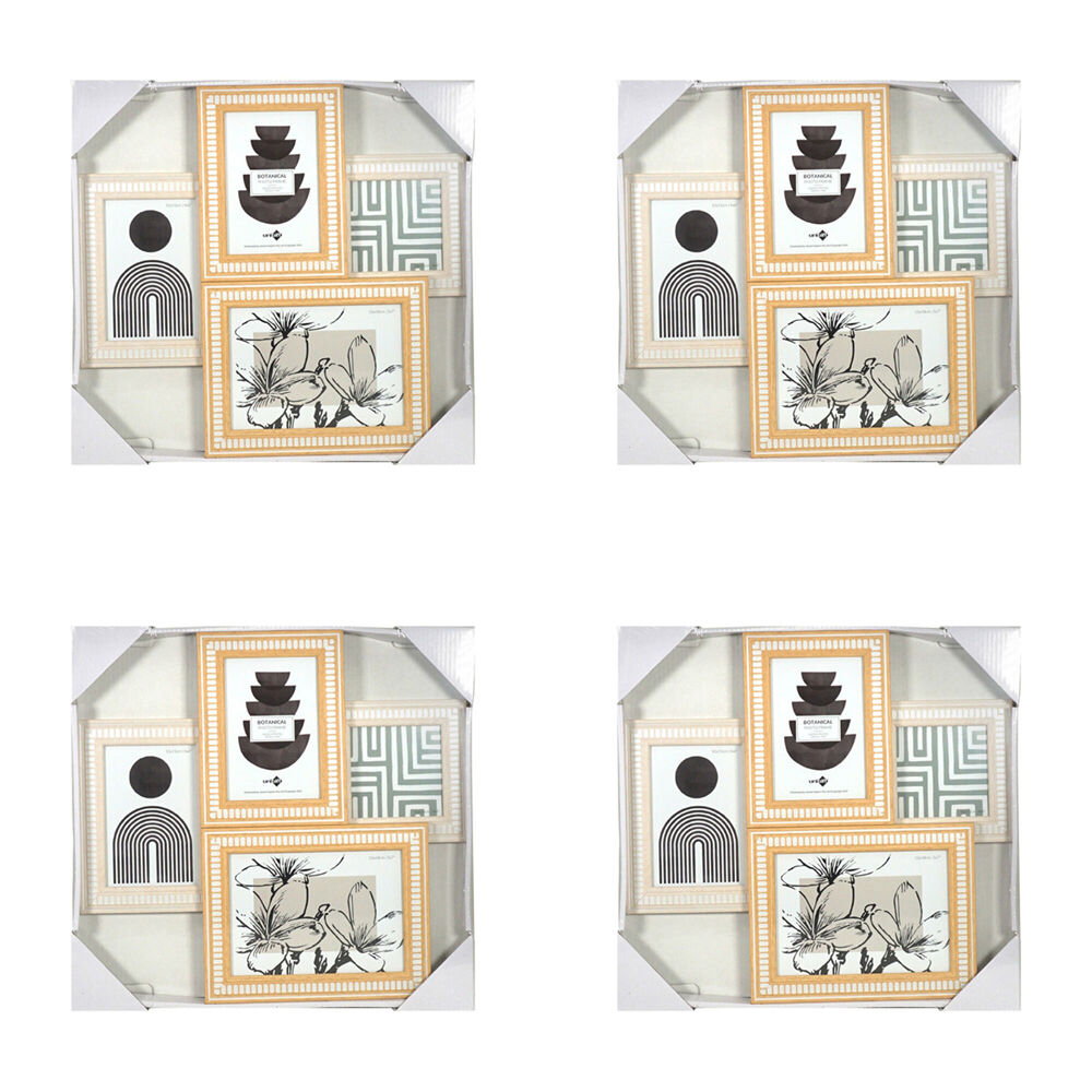 Unigift Botanical Collage 4-Openings Photo Frame Home Decor Picture Holder (4 Pack)