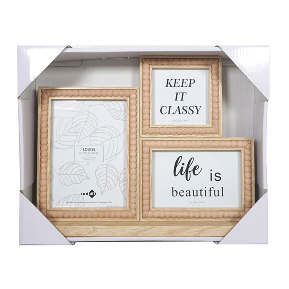 Unigift Louise Tabletop Photo Frame 3-Openings 36x27cm - Brown (4 Pack) — image 2