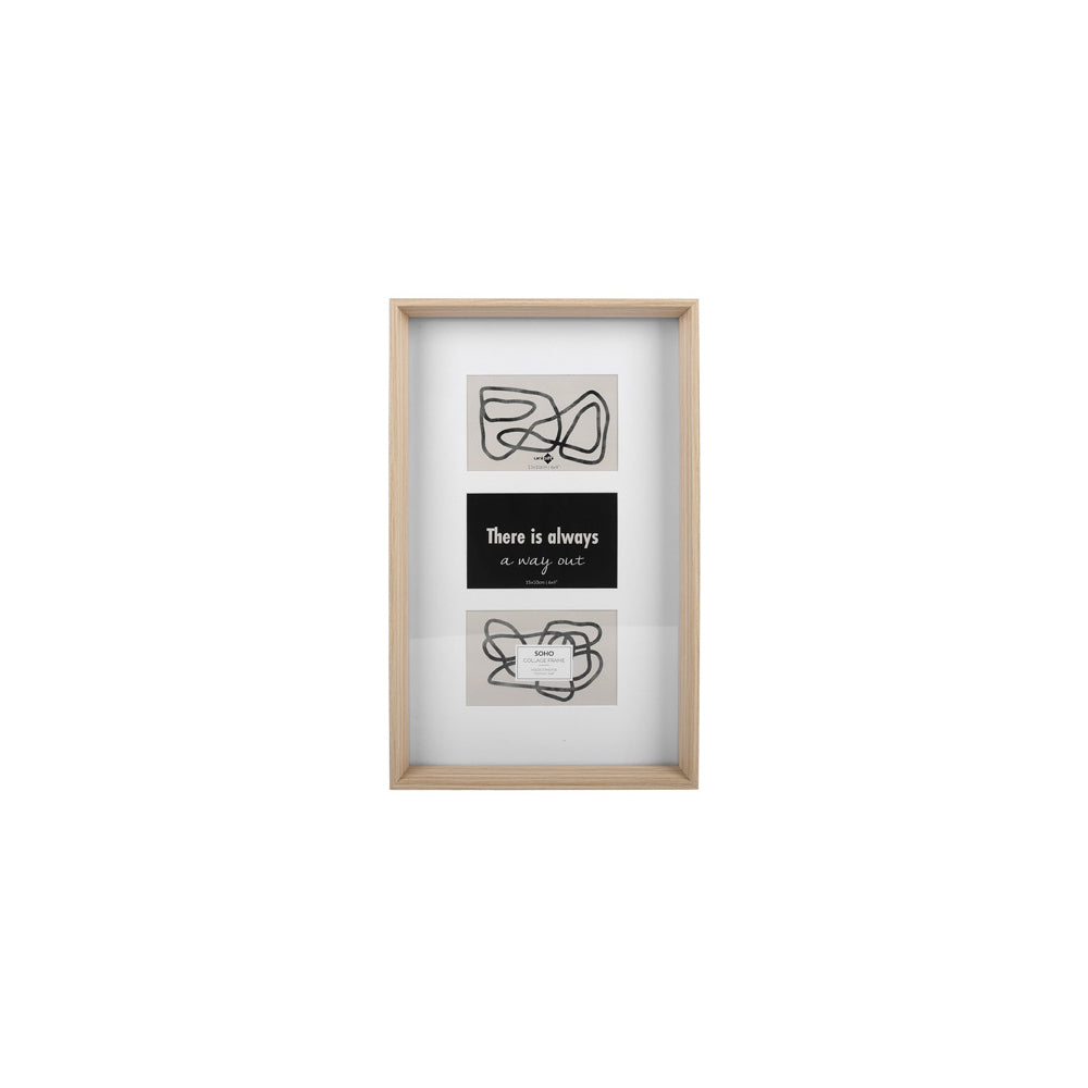 Unigift Soho 3-Open Collage Photo/Picture Frame Home Decor 10x15cm — Natural