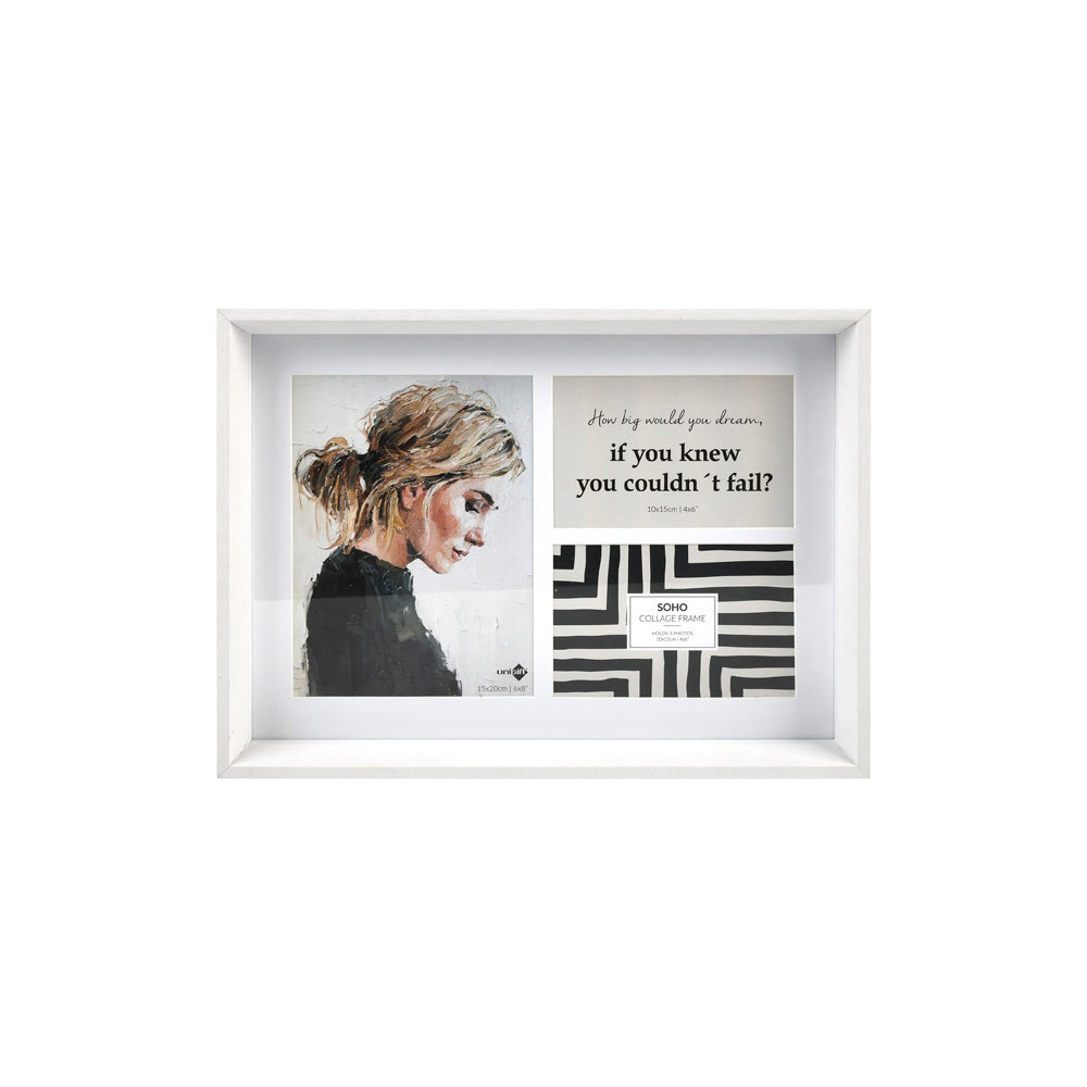 Unigift Soho 2 Sizes 3-Open Collage Photo/Picture Frame Home Decor White (6 Pack) — image 2