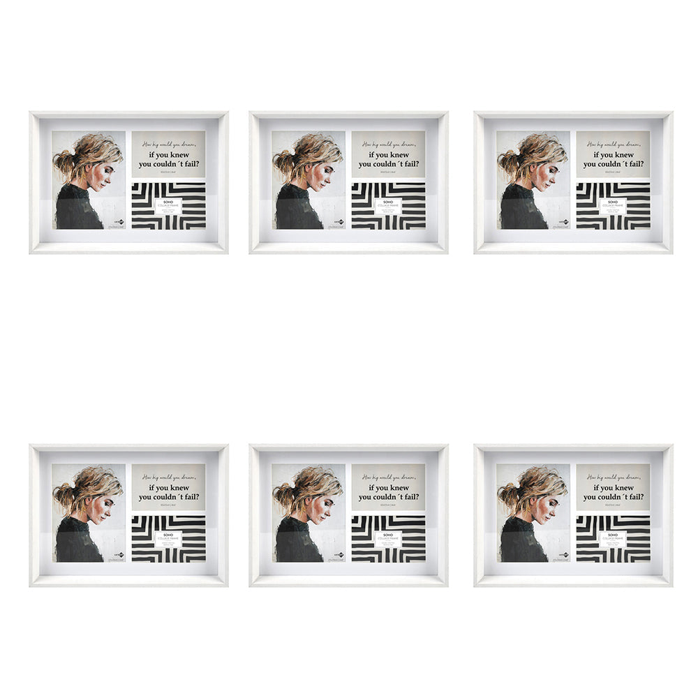 Unigift Soho 2 Sizes 3-Open Collage Photo/Picture Frame Home Decor White (6 Pack)