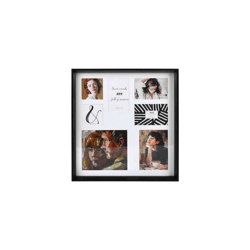 Unigift Soho 4 Sizes 7-Open Collage Photo/Picture Frame Home Decor — Black