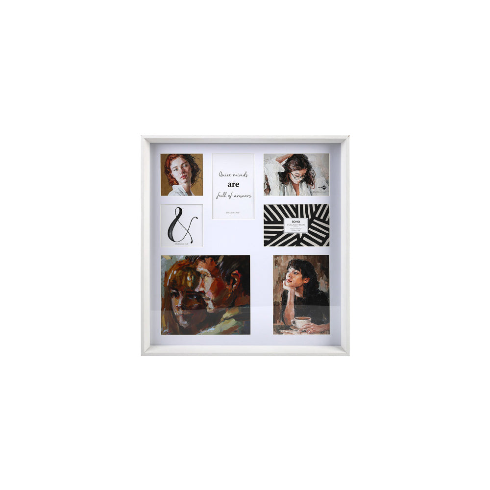 Unigift Soho 4 Sizes 7-Open Collage Photo/Picture Frame Home Decor White (2 Pack)