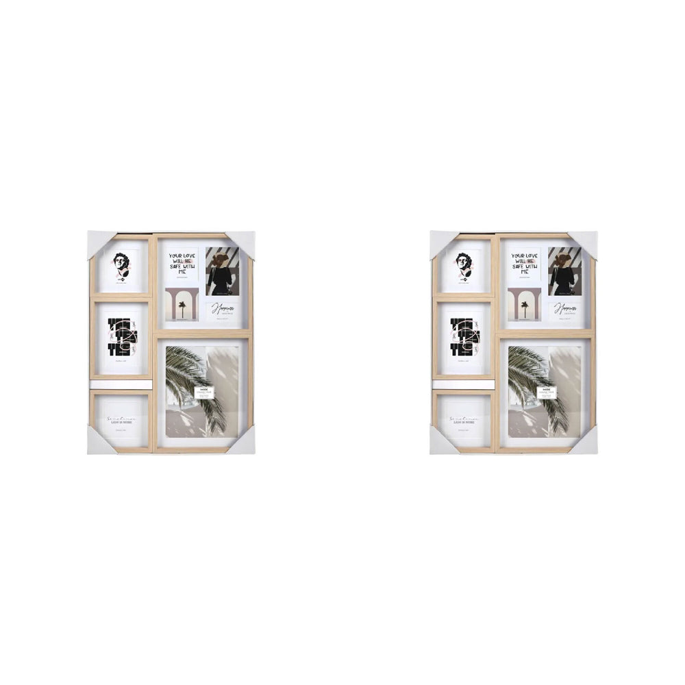 Unigift Mode 8-Openings Collage Photo/Picture Frame Home/Room Decor Natural (2 Pack)