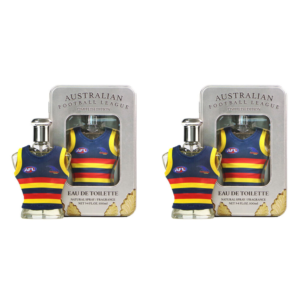 Afl Team Adelaide Eau De Toilette 100ml Mens Natural Sports Spray Fragrance (2 Pack)