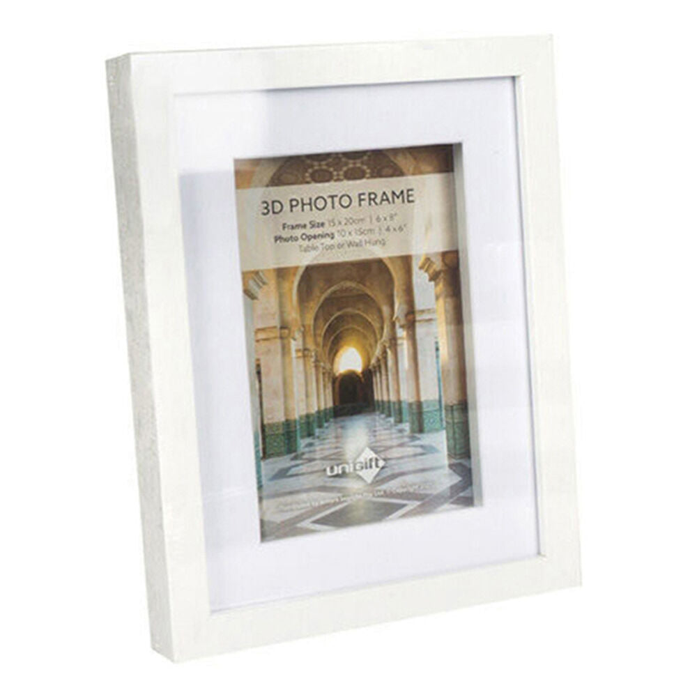 Unigift 3D Wooden/Glass Hanging Picture Photo Frame 15x20/10x15cm White (6 Pack) — image 2