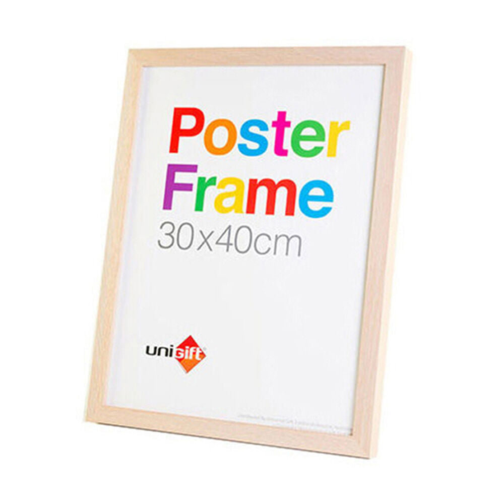 Unigift Wooden/Glass Hanging Poster Picture Photo Frame 30x40cm Natural (3 Pack) — image 2