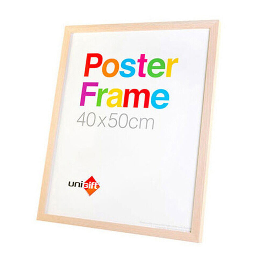 Unigift Wooden/Glass Hanging Poster Picture Photo Frame 40x50cm Natural (3 Pack) — image 2
