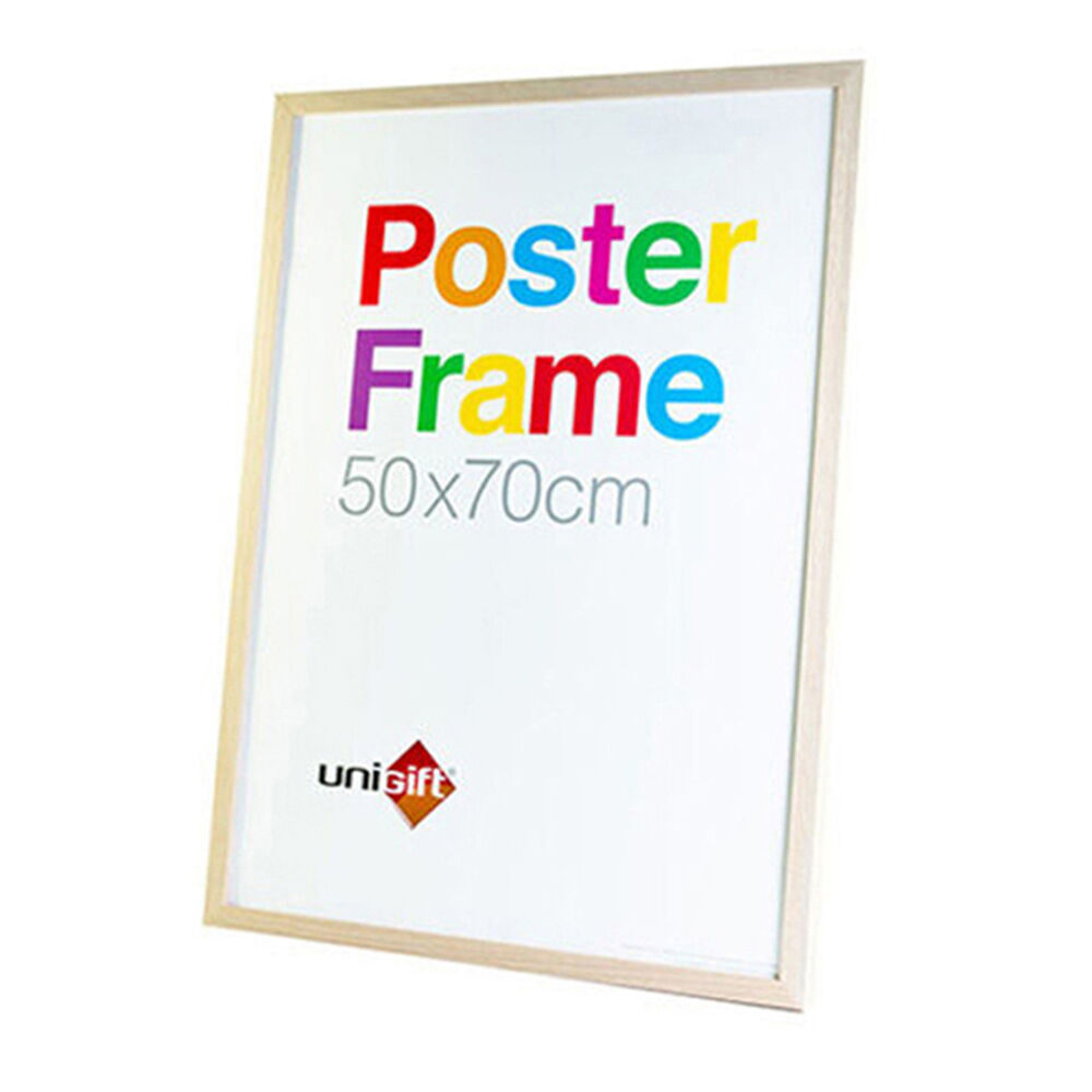 Unigift 50x70cm Wooden/Glass Hanging Poster Picture Photo Frame — Natural