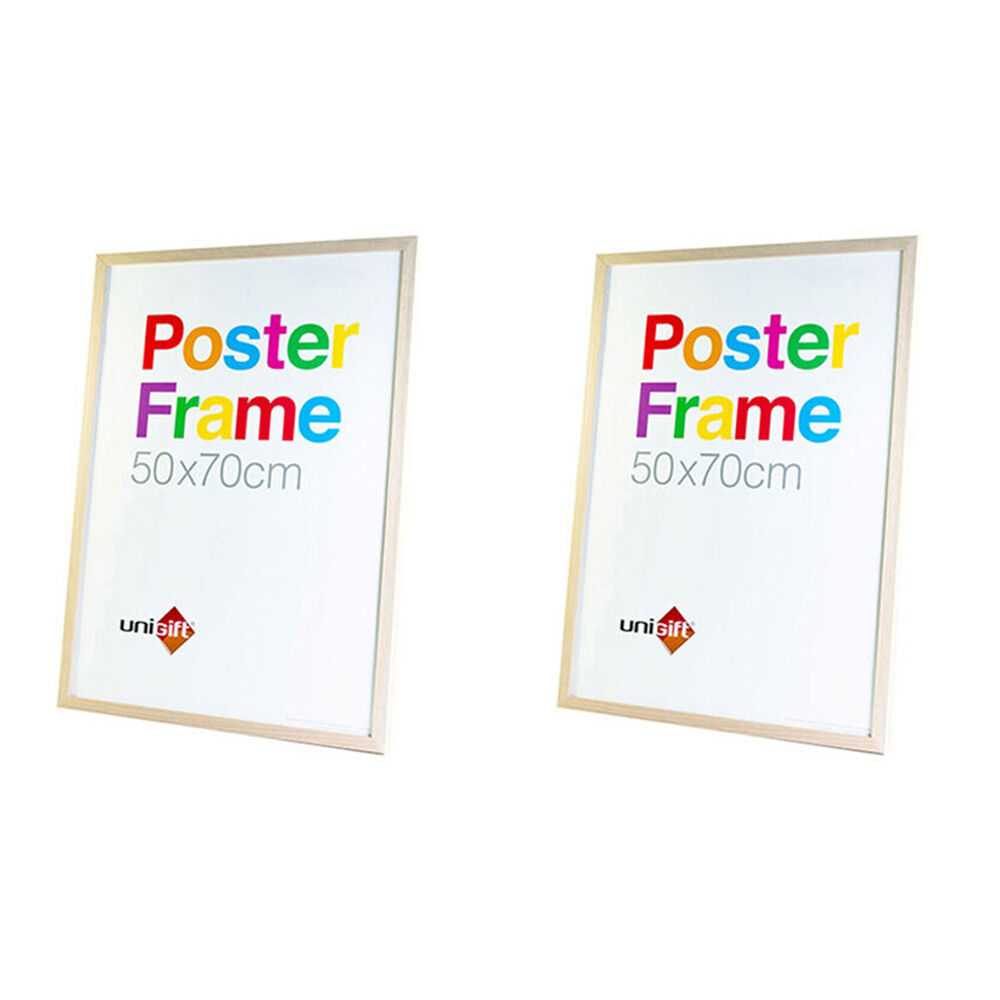 Unigift Wooden/Glass Hanging Poster Picture Photo Frame 50x70cm Natural (2 Pack)