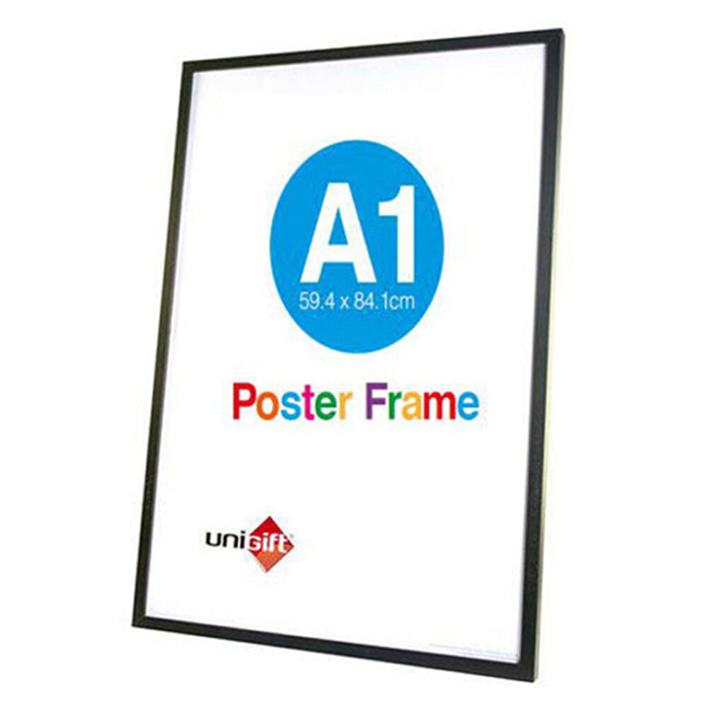 Unigift 59.4x84.1cm A1 Wooden/Glass Poster Picture Photo Frame — Black