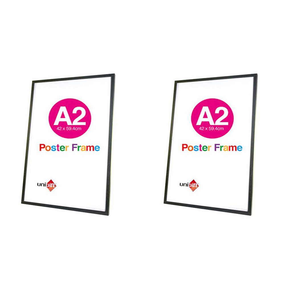 Unigift A2 Wooden/Glass Poster Picture Photo Frame 42x59.4cm Black (2 Pack)