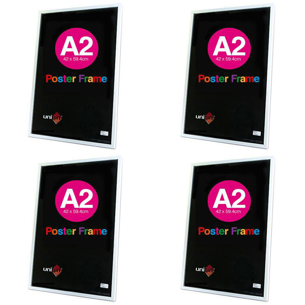 Unigift A2 Wooden/Glass Poster Picture Photo Frame 42x59.4cm White (4 Pack)