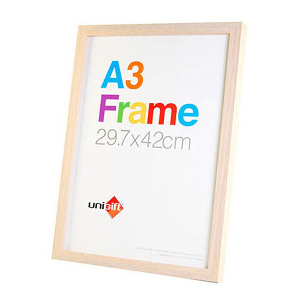 Unigift 29.7x42cm A3 Wooden/Glass Poster Picture Photo Frame — Natural