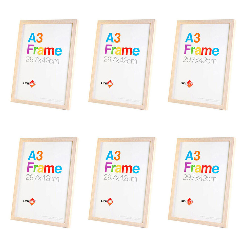 Unigift A3 Wooden/Glass Poster Picture Photo Frame 29.7x42cm Natural (6 Pack)