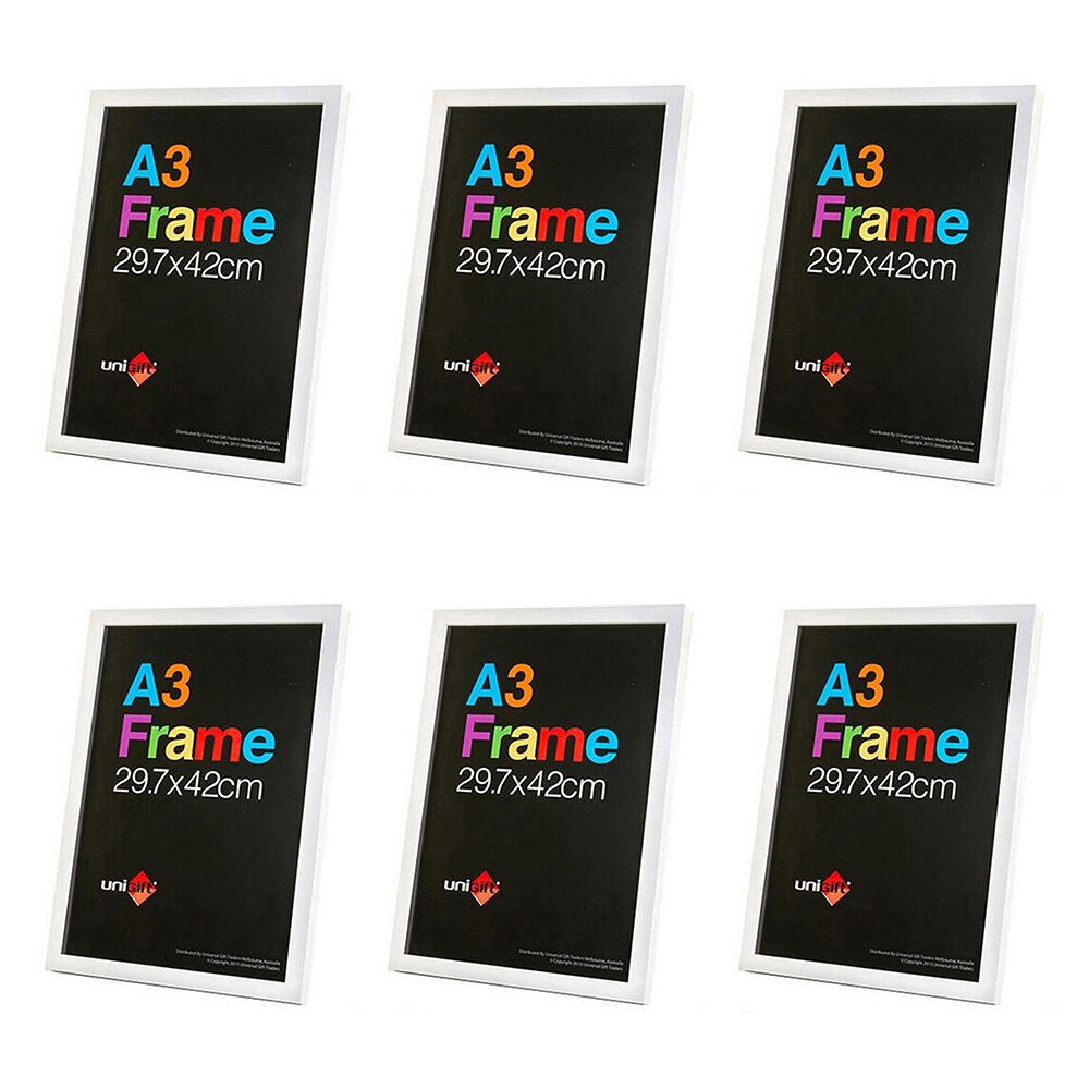 Unigift A3 Wooden/Glass Poster Picture Photo Frame 29.7x42cm White (6 Pack)
