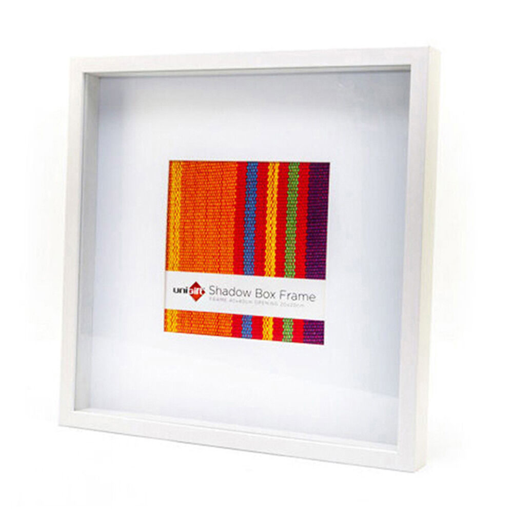 Unigift 40x40cm/20x20cm White Shadow Box Wooden/Glass Picture Photo Frame