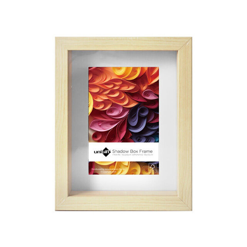 Unigift Shadow Box Wooden/Glass Picture Photo Frame 15x20cm/10x15cm Natural (6 Pack) — image 2
