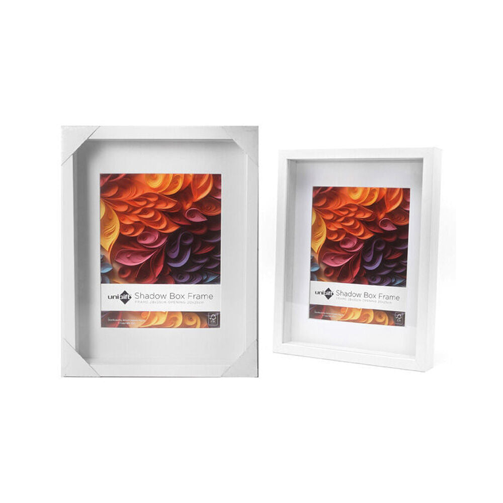 Unigift Shadow Box Wooden/Glass Picture Photo Frame 28x35cm/20x25cm White (6 Pack) — image 2