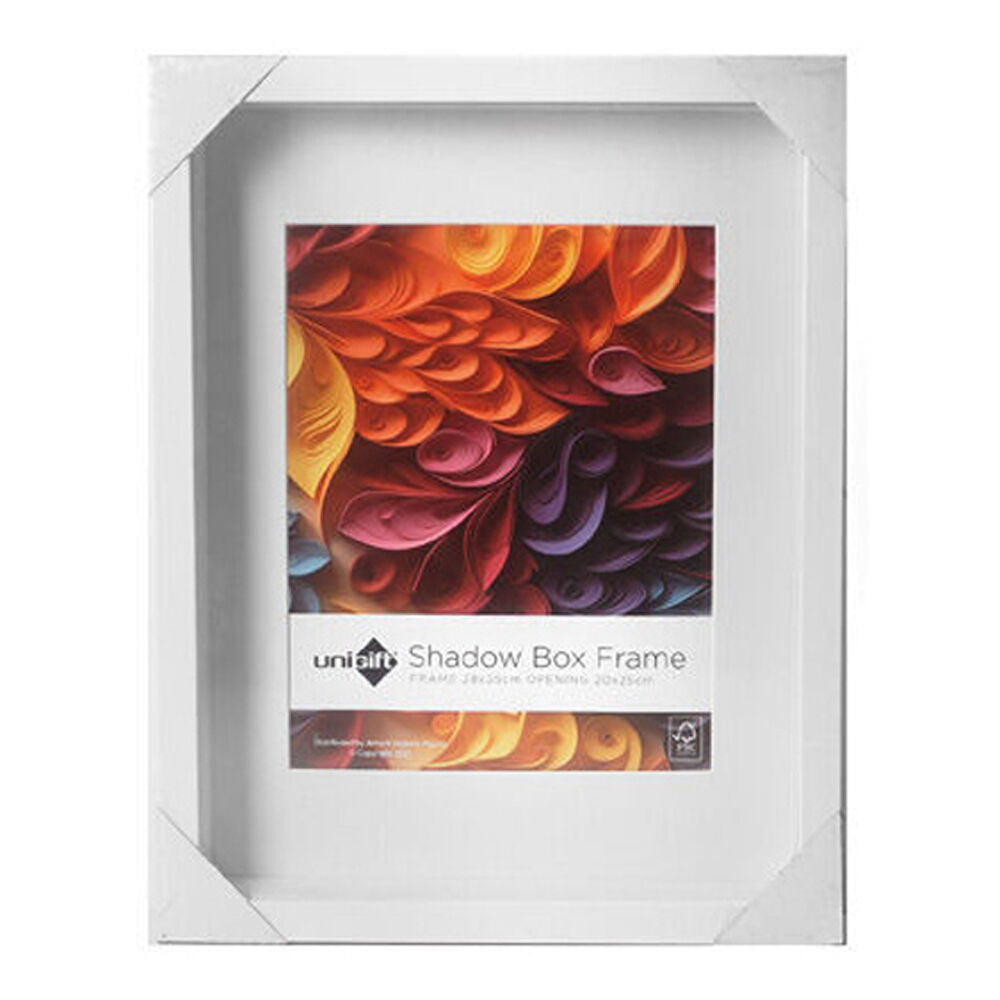 Unigift Shadow Box Wooden/Glass Picture Photo Frame 28x35cm/20x25cm White (6 Pack)