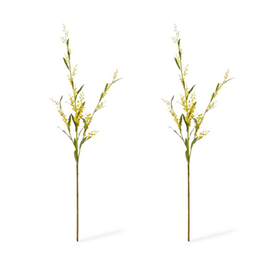 E Style 94cm Wattle Spray Plastic Artificial Faux Flower Decor Yellow (2 Pack)