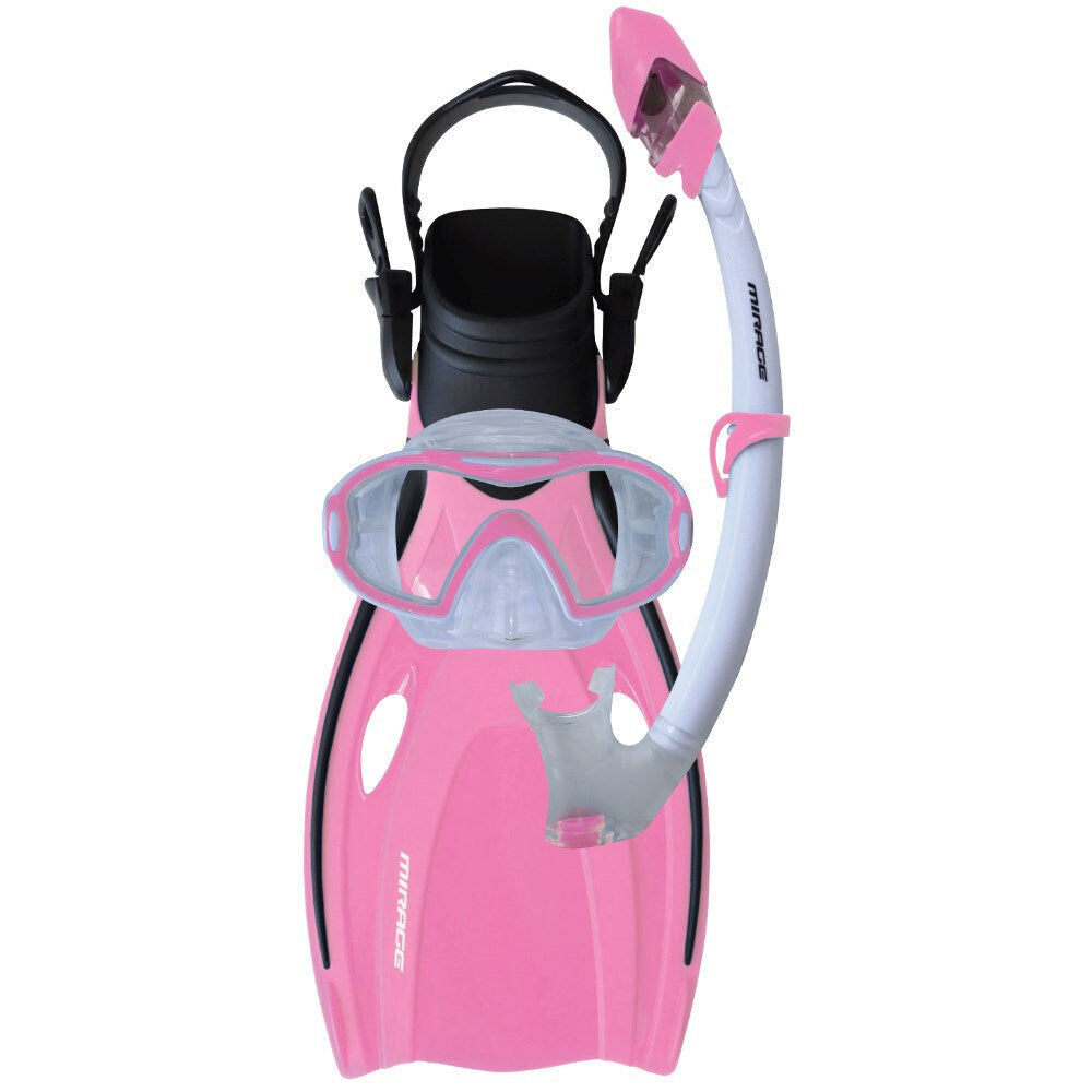 Mirage Dolphin Junior Silitex Mask Fin Snorkel Set Snorkeling Accessories — Pink